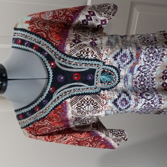 Tanzara Sz Med Dress Indian/Pakistan Inspired, multi Pattern - Picture 1 of 6